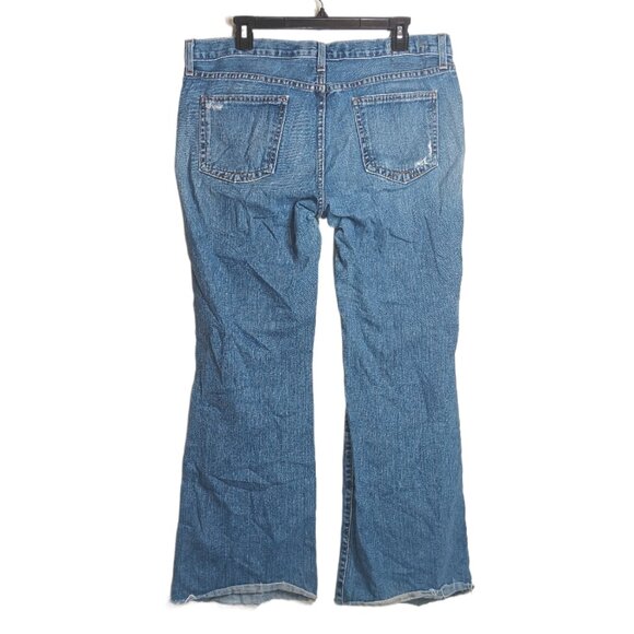 GAP Bootcut Jeans Womens 14 Medium Wash Mid Rise Distressed Crop Denim - Picture 3 of 4